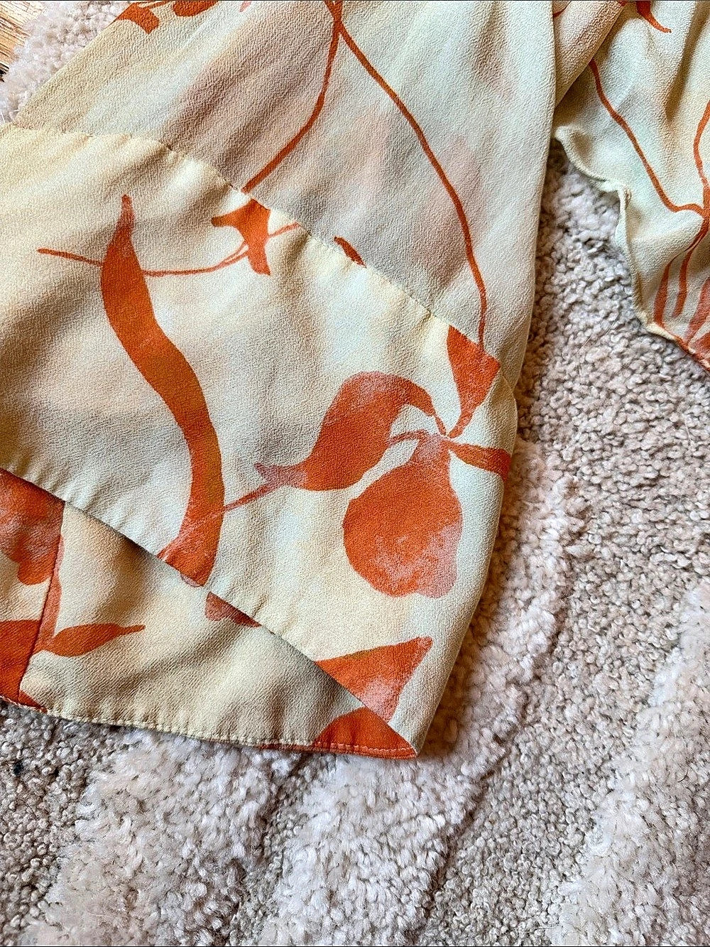 Favorite Daughter The Bailey Blouse Floral Bell Sleeve Cream & Orange Medium